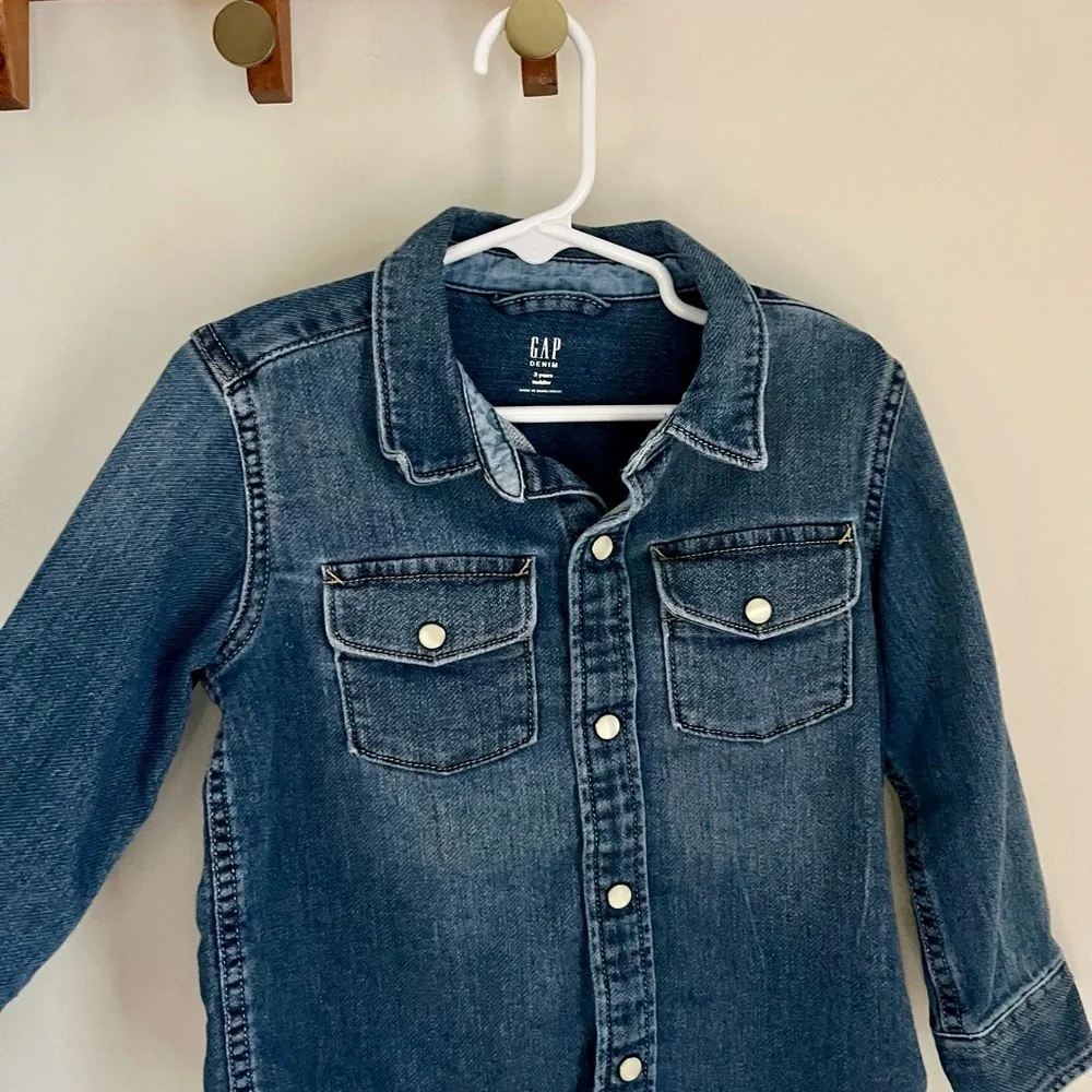 GAP Kids Blue Denim Button Down Shirt